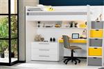 Neo hoogslaper met bureau en ladekast - 90x200 - Wit/geel - Almila