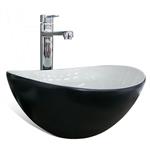 Waskom ovaal zwart wit keramiek 39x32x17,5cm