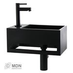 Solid Surface fontein met handdoekrek links