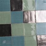 Platinum Metallic groen en blauw mix handvorm tegels 13x13-55m²