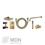 Inbouw regendouche set rond type 402 geborsteld messing (20cm)