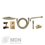 Inbouw regendouche set rond type 404 geborsteld messing (30cm)