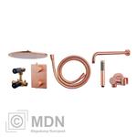 Inbouw regendouche set rond type 504 Geborsteld koper (30cm)