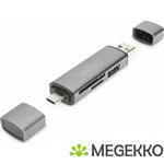 ASSMANN Electronic DA-70886 geheugenkaartlezer Aluminium USB 3.2 Gen 1 (3.1 Gen 1) Type-A/Type-C