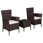 vidaXL 3-delige Bistroset poly rattan bruin