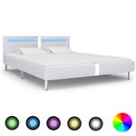 vidaXL Bedframe met LED kunstleer wit 180x200 cm