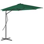 vidaXL Parasol met stalen paal 300 cm groen