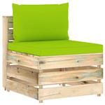 vidaXL Middenbank sectioneel met kussens groen geïmpregneerd hout