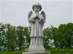 Beeld staande Engel - vol steen - wit met grijs