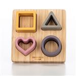 Free2Play by FreeON Houten vormenpuzzel met siliconen vormen - Babypuzzel - Vormenstoof - Roze