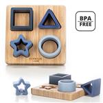 Free2Play by FreeON Houten vormenpuzzel met siliconen vormen - Babypuzzel - Vormenstoof - Blauw