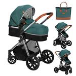 MoMi Kinderwagen - compacte 2 in 1 combiwagen - Limuru - Groen (geschikt van 0-3 jaar)