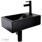 Fonteintje mat zwart keramiek rechts