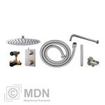 Inbouw regendouche set rond type 204 geborsteld staal (30cm)