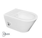 Luxe rimless wandcloset 53 cm met ingebouwde bidetkraan KD mat wit