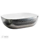 Zilveren waskom met krokodillen structuur 50x40x14 cm