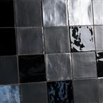 Handvormtegels 13x13 mat zwart glans zwart en platinum mix