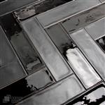 Visgraat tegels glans en mat zwart 7,5x30 cm-35m²