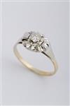 Wit/geel gouden solitair ring met briljant (50-er jaren)