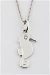 Wit gouden zeepaard hanger met briljant