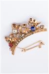 Antieke gouden engelse Edwardian kroon broche met diamanten