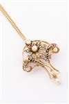 Gouden broche/hanger met parels en diamanten