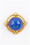 Gouden broche met een lapis lazuli en parels