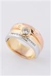 Massieve gouden tri-color (scharnier/reuma) ring met 20 briljanten