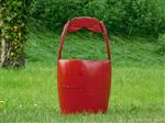 Vintage Houten Emmer - Rood - Hoogte 60 cm