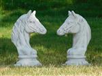 Set van 2 Paardenhoofden - Steen - Wit met Grijs