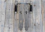 Set deurbeslag - nikkel geborsteld - keramische handgrepen ivoor + lange plaat voordeur PZ92