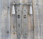 Set deurbeslag voor binnendeuren - nikkel gepolijst - antieke deurgrepen porselein  wit
