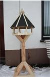 Houten vogelhuisje/voederhuisje op stam