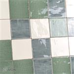 Oud Hollands Groen Ivoor en Laguna mix handvorm tegels 13x13-55m²