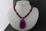  FUCHSIA ROZE AGAAT ketting/oorhanger-set