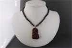 GRANAAT ketting-set met TITANIUM AURA KWARTS