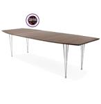 VERSTELBARE EETAFEL, HOUT WALNOOT/ WIT HOOGGLANS