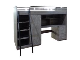 Bart hoogslaper met bureau en kast - 90x200 - Eikenkleur - BK beds