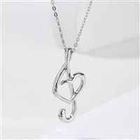 Zilveren hart muzieknoot ketting