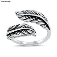 Zilveren veren ring