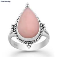 Zilveren pink drop opaal ring