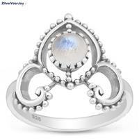 Zilveren crown maansteen ring