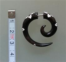 Fake Stretcher Spiral Black Horn Hibiscus Inlay