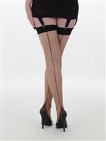What Katie Did, Retro Contrast Seamed Stockings in Nude/ Black.