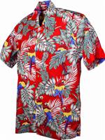 Karmakula, Parrots Red Cotton Hawaiien Shirt.