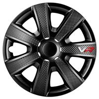 4-Delige Wieldoppenset VR 16-inch zwart/carbon-look/logo
