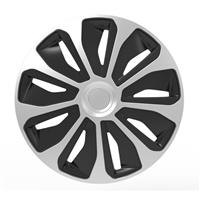 4-Delige Wieldoppenset Platin 14-inch zilver/zwart