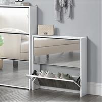 Schoenenkast met spiegels en 2 vouwdeuren 67x63x17 cm wit