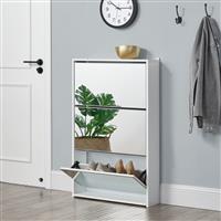 Schoenenkast met spiegels 3 vouwdeuren 102,5x63x17 wit