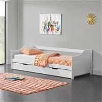 Bedbank tienerbed met onderschuifbed 90x200 cm wit mat